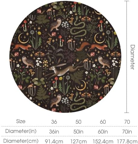 Rustic Forest Tablecloth, Fairy Tale Forest Woodland Wild Animals Moths Flowers Moon Star Table Cover for Home Kitchen Dining Table Party Camping Decor, 60x60in