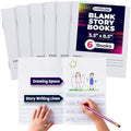 Hygloss Half Blank Books for Kids to Write Stories & Illustrate – Bulk 6 Pack – 5.5" x 8.5" A5 – Primary Journal for Grades K-2, Preschool/Kindergarten Notebook with Picture Space – 24 Pages, White