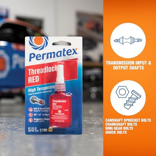 Permatex 27200 Hiigh Temperature Threadlocker Red, 10 ml