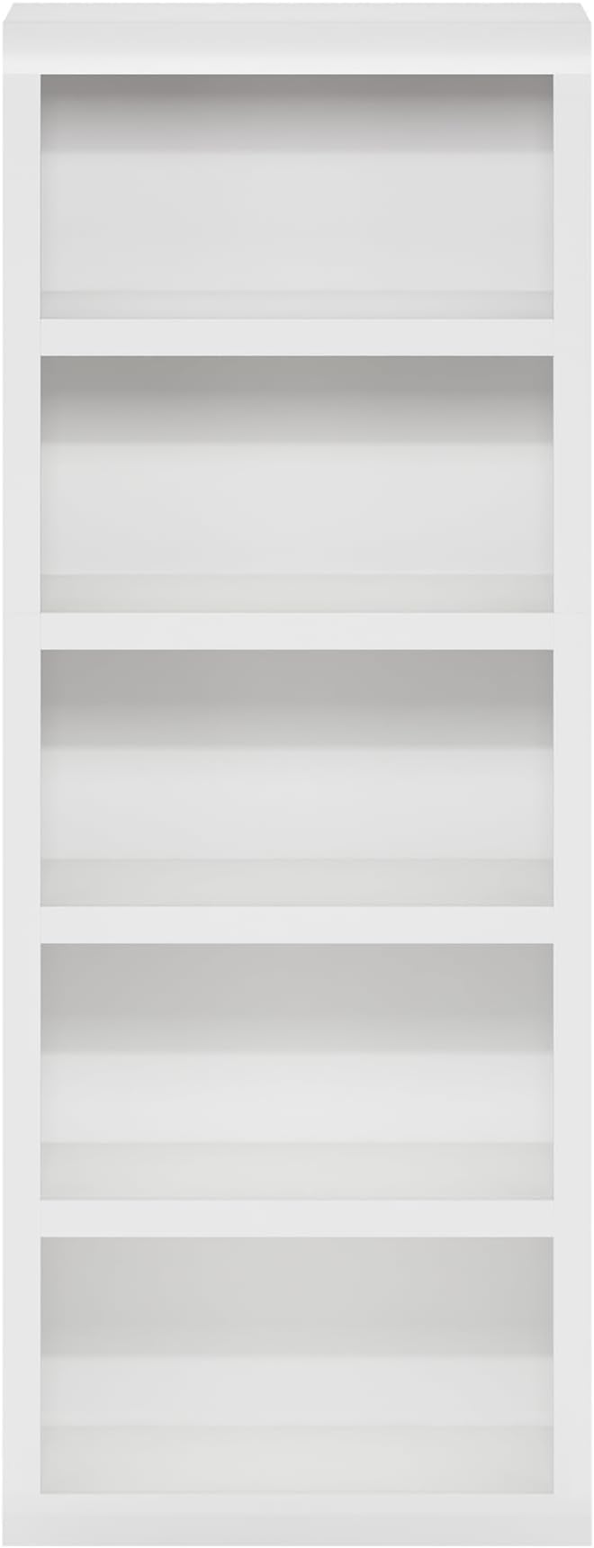 Furinno Rail 5-Tier Book Shelf with Open Shelf, White | 10 x 24.6 x 63.5, Classic Style, Bookshelf, Bookcase, for Organization and Storage, for Living Room, Bedroom, Home Office