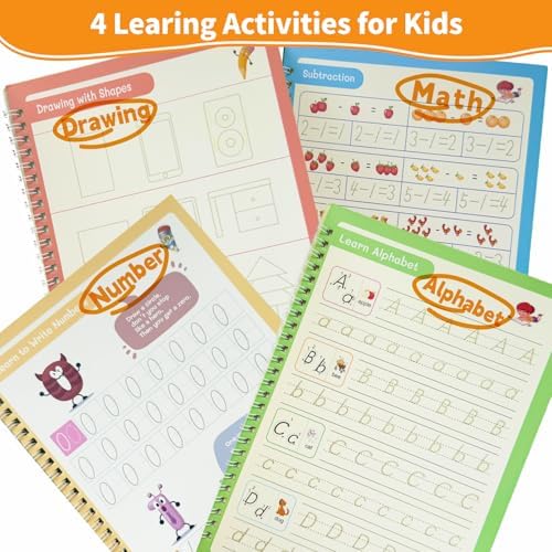 Large Grooved Handwriting Practice Books, Magic Reusable Workbooks