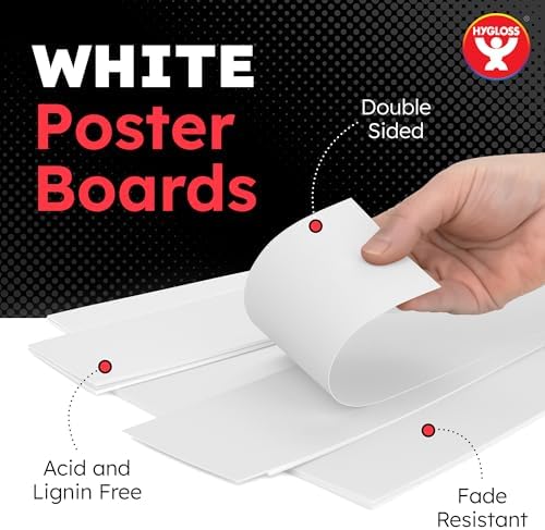 Hygloss White Poster Board 4 x 11-100 Count Bulk Pack, 10 Pt. Thickness