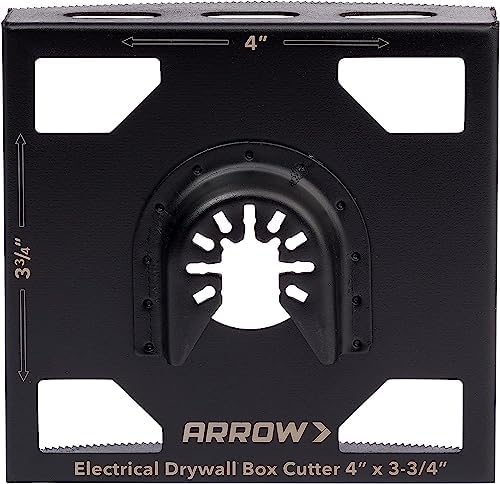 Arrow OSCGB2-1 2 Gang Electrical Box Drywall Cutting Blade for Oscillating Tools, Universal, Fits Most Multitools, Includes Adapter, Makes 4” by 3-3/4” Hole