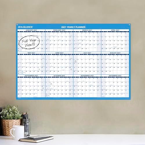 AT-A-GLANCE Dry Erase Calendar 2026-2027 Academic & Regular Year Wall Planner, 12-Month, 36" x 24", Double Sided, Horizontal (PM200P28)