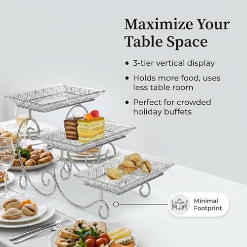 Godinger Dublin 3- Tiered Serving Stand for party and Event Dessert and Food Display Server