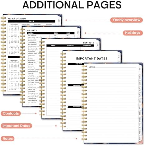 Planner 2026-2027, Monthly & Weekly Jul 2026-Jun 2027 Calendar Book | 6.3" x 8.5", Hardcover Spiral Planner with Tabs, School & Daily Pretty Agenda for Women, Students, Teachers, Stellar Whirl