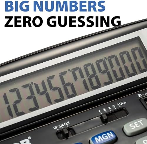Victor 12-Digit Standard Function Business Calculator, Extra Large Tilt LCD Display, Dual Power Desktop Calculator, 12 x 0.5-Inches, Black (9700)