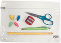 School Smart Zippered Ring Binder Pouches, 7 x 10 Inches, Clear and White Vinyl, Pack of 24