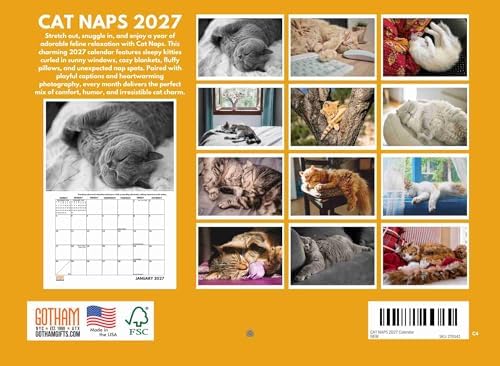 Cat Naps Calendar 2027 Monthly Wall Calender 12 Month