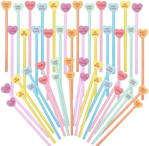 Whaline 120Pcs Valentine's Day Pencils with Eraser 60Pcs Conversation Heart Pencils with 60Pcs Heart Erasers Pastel Wooden Hearts Pencil for School Classroom Rewards Supplies