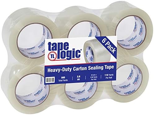 BOX USA Tape Logic 3 Inch x 110 Yard 2.6 Mil Clear, Heavy Duty Acrylic Packing Tape, 6 Pack, Perfect for Packing, Shipping, Moving, Home and Office