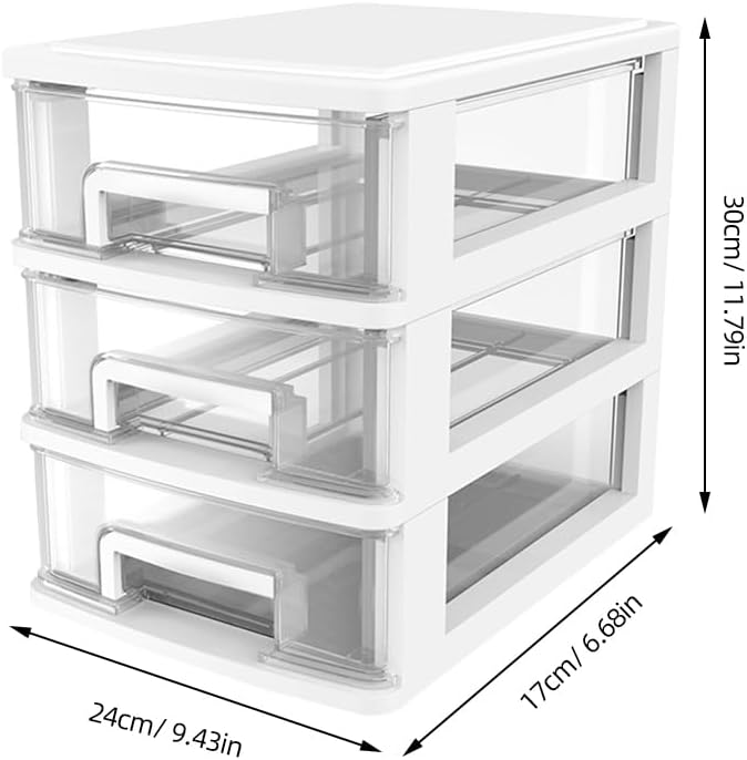 3-Layer Plastic Drawer Storage Box 11.81X9.44X6.69 Inch Portable Desktop Organizer Cabinet for Office Study Sundries Holder