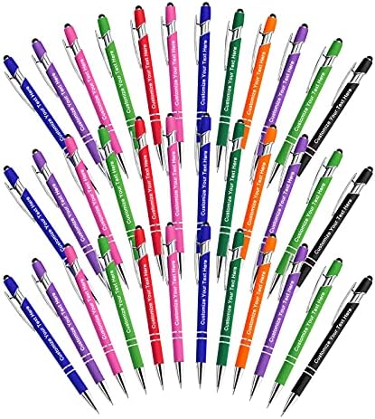 Qingxily Custom Pens Bulk - Up to 300 Personalized Stylus Ballpoint Pens With Free Engraving - Customized With Your Name, Text, Message for Business, Graduation, Anniversaries - Colorful 36 Pcs