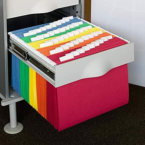 Smead Hanging File Folder Kit, Letter Size, Set of 24 Hanging File Folders and 24 Top Tab File Folders, Assorted Colors (Red, Yellow, Blue, Green)