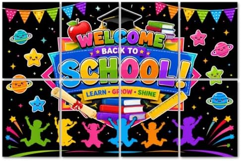 8 Pack Art Acoustic Panels Sound Absorbing Colorful Back to School Kids Books Graduation Decorative Soundproof Wall Panels Self Adhesive for Home Recording Studios 48"x32"