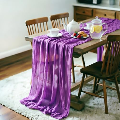Purple Cheesecloth Table Runner Fall Boho Wedding Birthday Home Decor