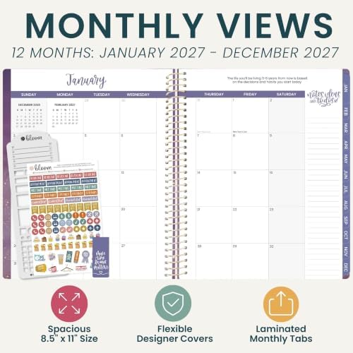 bloom daily planners 2027 Planner for Women (8.5" x 11") - Weekly & Monthly Calendar Year (January to December) Softcover Agenda Book Organizer with Stickers & Stencil - Good Things Are Coming