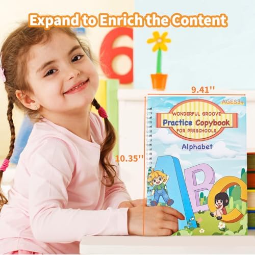 Large Grooved Handwriting Practice Books, Magic Reusable Workbooks