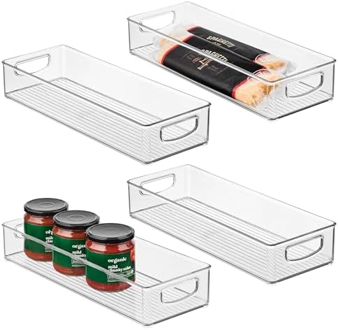 iDesign Slim Extra Long Clear Storage Bin, 4-Pack