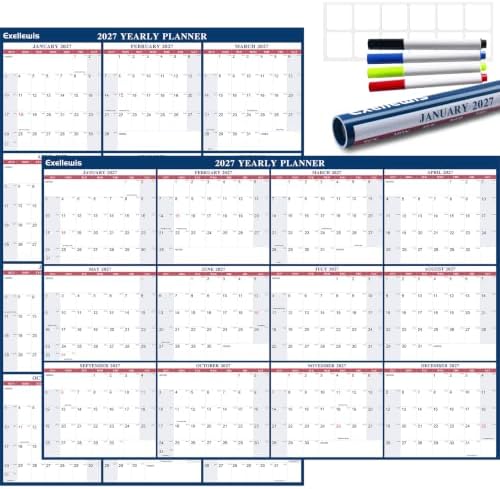 2027 Wall Calendar 32" x 48" Wet & Dry Erase 12 Months Calendar for Wall