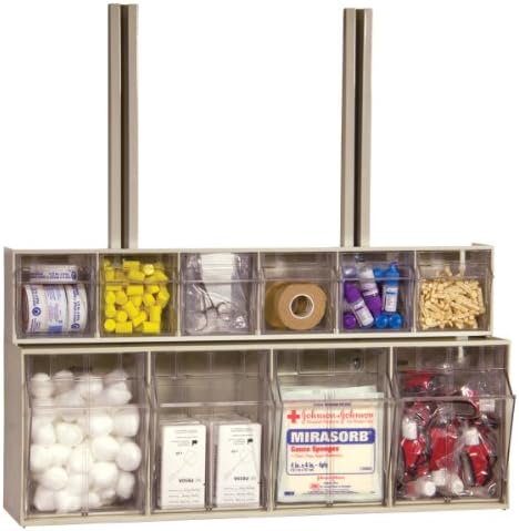 Akro-Mils TiltView Plastic Storage Cabinet with 3 Tilt Out Bins, Horizontal Plastic Parts Organizer, Teacher Toolbox, and Office Supply Organizer, 23-5/8" W x 9-7/16" H x 7-7/8" D, Stone