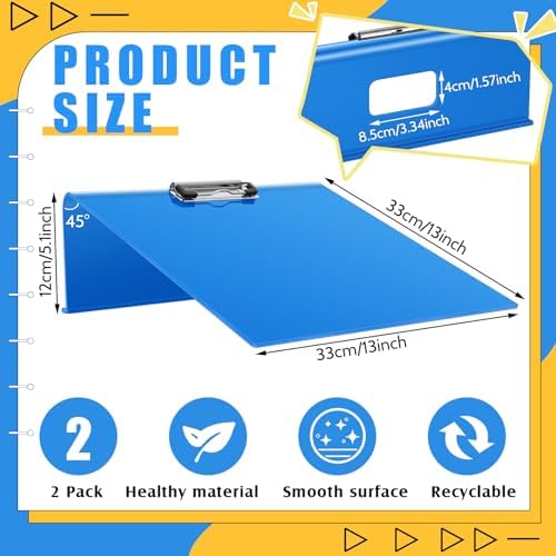 Pasimy 2 Pcs Slant Board Writing 13 x 13 Inch Heavy Duty Slanted Clipboard Sloped Acrylic Large Writing Board to Improve Handwriting Posture Reading Grasp for Back to School Office Supplies(Blue)