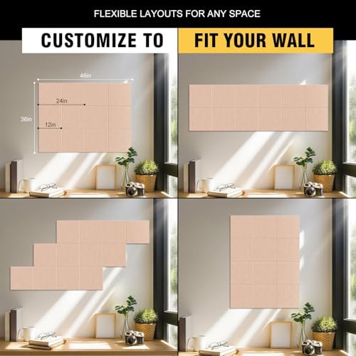 48"x36" Felt Corkboard Bulletin Board,TSJ OFFICE,12 Pack for Wall,Cinnamon