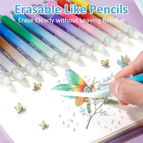 Solati 12 Colors Erasable Gel Pens, Fine Point 0.7mm Colored Erasable Pens