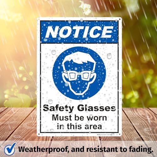 BRIMAR 10x14" Safety Glasses Must Be Worn Sign, .055" Polyethylene Plastic