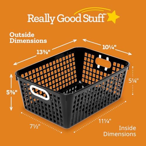 Really Good Stuff Large Plastic Book Baskets, 13.25" by 10" by 5.5"-12-Pack