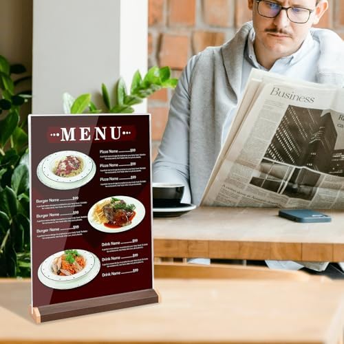 LIANHELILAI 2 Pack 8.5X11 Acrylic Sign Holder Double-side Display Stand Vertical Tabletop for Coffee Shop/Restaurant Menu Stall/Exhibitions/Hotel/Office Display Show Holder