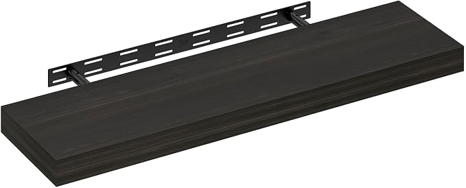 Furinno Tanna Floating Shelves for Wall, 9 x 35 Wall Shelf, Single Set Wall Mounted Floating Shelf with Invisible Bracket, 2-Inch Thick, for Bathroom, Living Room, Bedroom, Home Office, Tobacco Oak