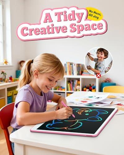Bravokids 20 Inch LCD Writing Tablet for 3-8 Year Olds - Electronic Drawing Pad and Doodle Board as Educational Birthday Gifts for Girls and Boys (Pink)