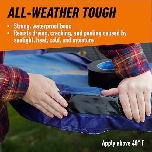 GORILLA All Weather Duct Tape, Black, 1.88 in x 25 yd, 2-Pack