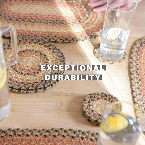 Homespice Russet Braided Placemats for Country Decor, Round 15" Set of 6