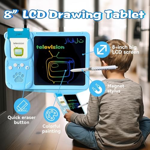 Talking Flash Cards with Writing Tablet - Arabic English, Blue