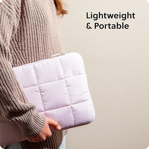 U Brands Nylon Puffy Zipping Medium Laptop Sleeve, 9.75" x 13", MacBook Bag, Laptop Case for MacBook Pro, MacBook Air, Chromebook, HP Computer, Petal Pink
