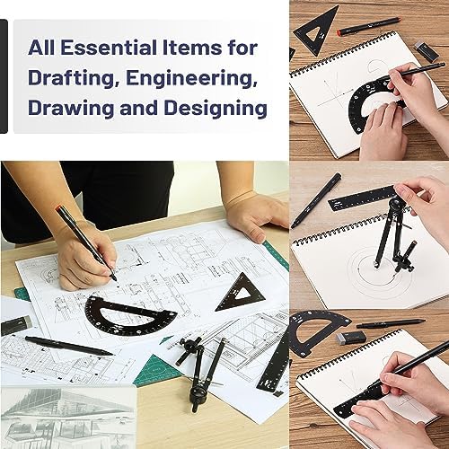 Mr. Pen- Professional Geometry Set, 15 pcs, Drafting Tools with Protractor