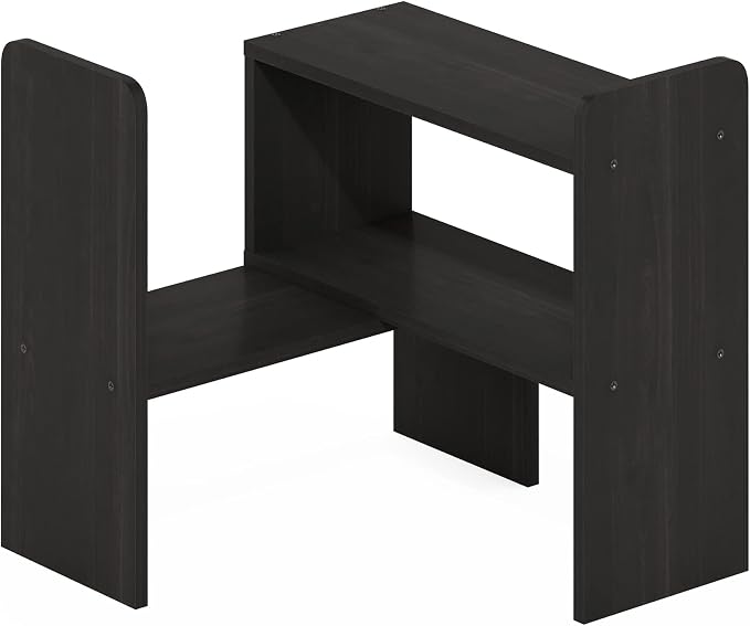 Furinno Classic Desktop Organizer Storage Rack Adjustable Free Style Rotation Display Bookshelf, Espresso 6.7D x 23.7W x 15.67H in