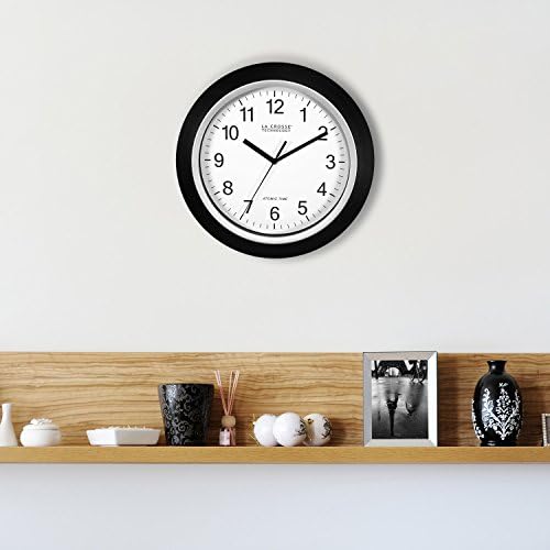 La Crosse Technology WT-3102B 10-Inch WWVB Self-set Analog Wall Clock and automatic DST reset,Black/silver