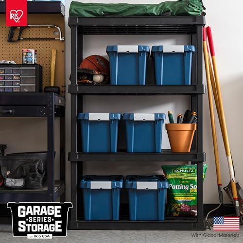 IRIS USA 6-Pack 5 Gal Heavy Duty Lockable Storage Totes with lids, Navy
