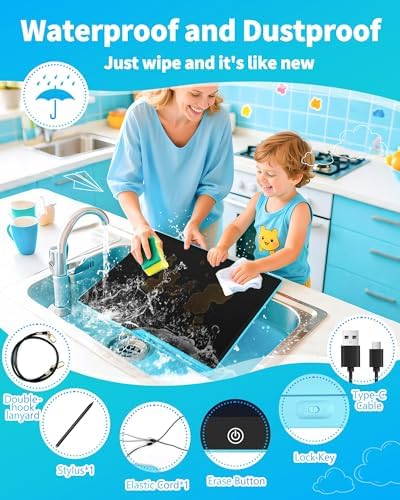 [Rechargeable] 20 Inch LCD Writing Tablet for Kids, Extra-Large Drawing Tablet for Adults, Educational & Learning Toys for Boys Girls Ages 8-12 Years Old, Drawing Board for Kids Birthday Gift (Blue)