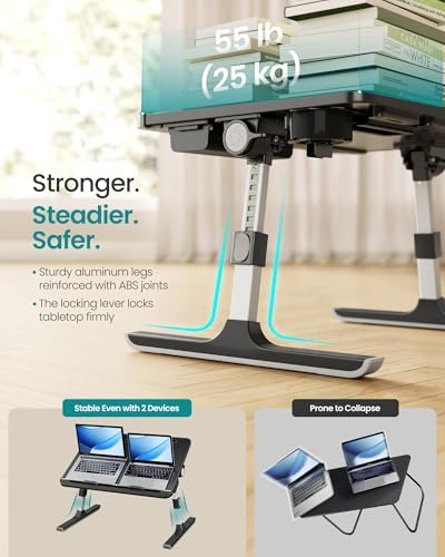 SONGMICS Bed Laptop Desk, Foldable, Adjustable Height, 15.7 x 22 Inches