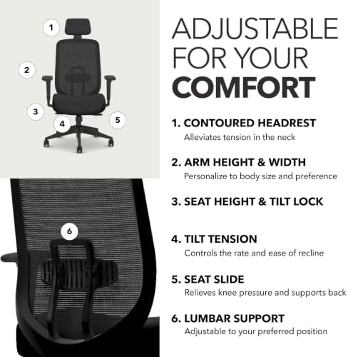 HON Altern Ergonomic Office Chair, Office Desk Computer Chair, Black