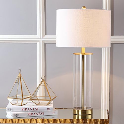 JONATHAN Y Collins Glass Table Lamp 29.25", Clear/Brass Gold