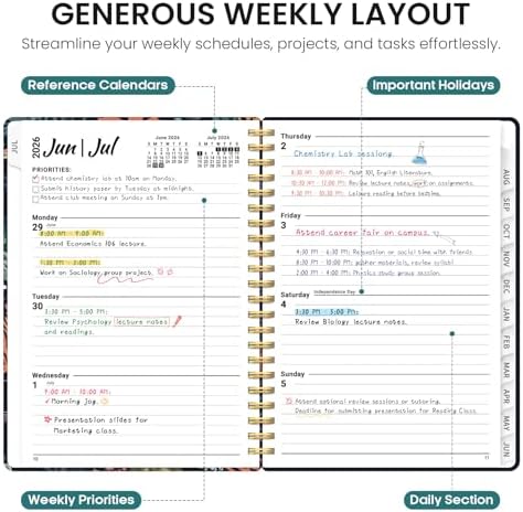 Planner 2026-2027, Monthly & Weekly Jul 2026-Jun 2027 Planner Calendar