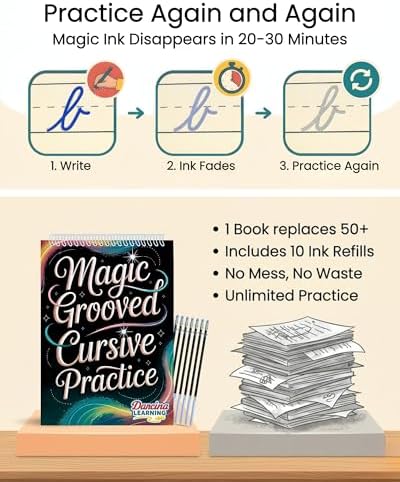Magic Grooved Cursive Handwriting Workbook for Kids