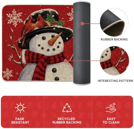Artoid Mode Snowman Let It Snow Snowflake Christmas Kitchen Mats Set of 3, Winter Home Decor Low-Profile Kitchen Rugs for Floor - 17"x29"+17"x36"+17"x47"