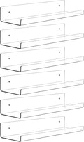 Dezzer 6 Pack Acrylic Shelves for Wall, 15" Clear Acrylic Floating Shelves for Bathroom Bedroom, Invisible Bookshelf Wall Ledge Storage Shelf Books Perfume Toys Action Figure Display Shelves