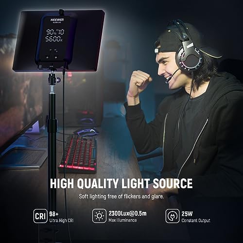 NEEWER 25W 12.9" Streaming Key Light with Desk Stand/2.4G Remote, GL25B